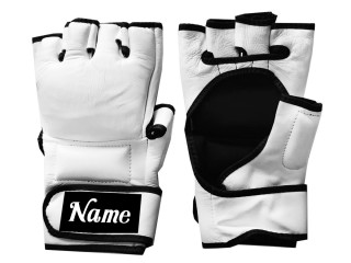 Guantes MMA personalizado (cuero) : KNGCUST-MMA-Blanco