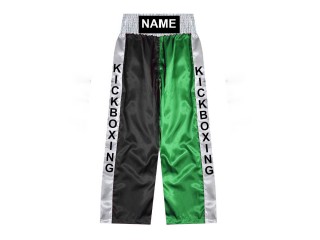 Pantalones de kickboxing personalizados : KNPANTS-001-Negro-Verde