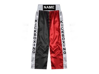 Pantalones de kickboxing personalizados : KNPANTS-001-Negro-Rojo