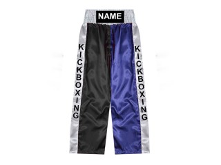 Pantalones de kickboxing personalizados : KNPANTS-001-Negro-azul marino