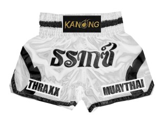 Pantalones Muay Thai Personalizados : KNSCUST-1241 Blanco