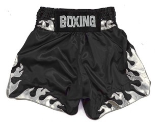 Pantalon de boxeo personalizado : KNBSH-038-Negro-plata