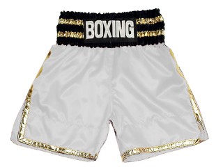 Pantalon de boxeo personalizado : KNBSH-039-Blanco