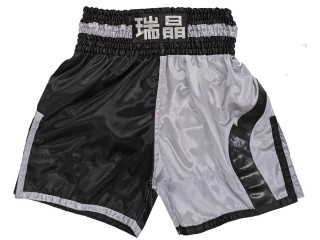 Pantalones boxeo personalizados : KNBXCUST-2049-Negro-Gris