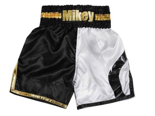 Pantalones boxeo personalizados : KNBXCUST-2049-Negro-Blanco