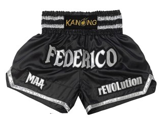 Shorts muay thai Personalizados : KNSCUST-1215 Negro