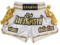 Pantalon Muay Thai Personalizados : KNSCUST-1219 Blanco