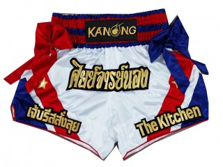 Pantalon Muay Thai Personalizados : KNSCUST-1222 Blanco