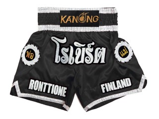 Pantalones Muay Thai Personalizados : KNSCUST-1242-Negro