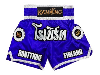 Pantalones Muay Thai Personalizados : KNSCUST-1242-Azul