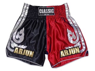 Pantalones Muay Thai Personalizados : KNSCUST-1243-Negro-Rojo