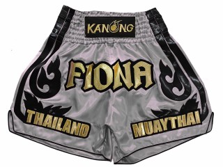 Shorts muay thai Personalizados : KNSCUST-1246-Gris