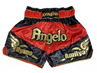 Pantalones Muay Thai Personalizados : KNSCUST-1248-Rojo