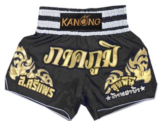 Shorts muay thai Personalizados : KNSCUST-1249-Negro