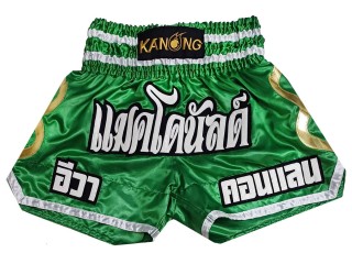 Pantalones Muay Thai Personalizados : KNSCUST-1250-Verde